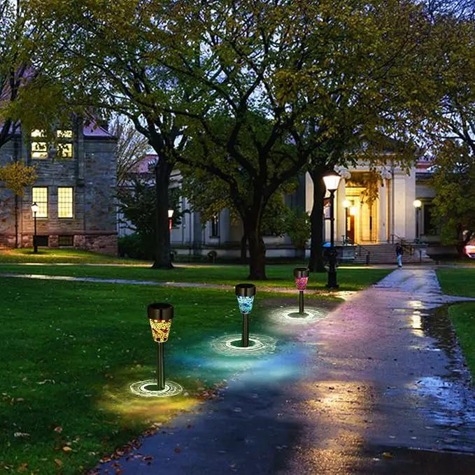 SUNWIND Solar Garden Lights Outdoor Decorative Mosaic Glass Pathway Lights White LED Solar Landscape Lights Waterproof for Lawn Path Patio Yard Walkway by GreenHaven Gardens