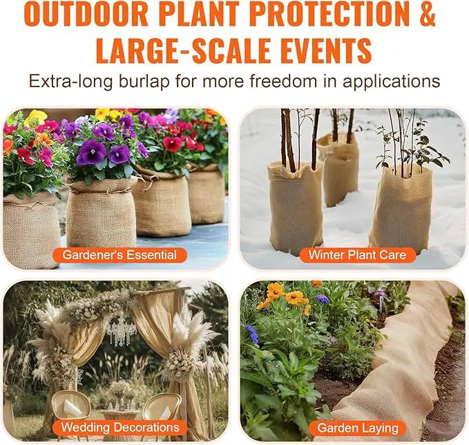 VEVOR Burlap Fabric Roll, 14” x 150 ft High Density Natural Jute Fiber Material for Outdoor Plant Care, Tree Wrap Roll, Decor, DIY Crafts, Wedding, Garden Weed Barrier, Plants & Trees Winter Covering by GreenHaven Gardens