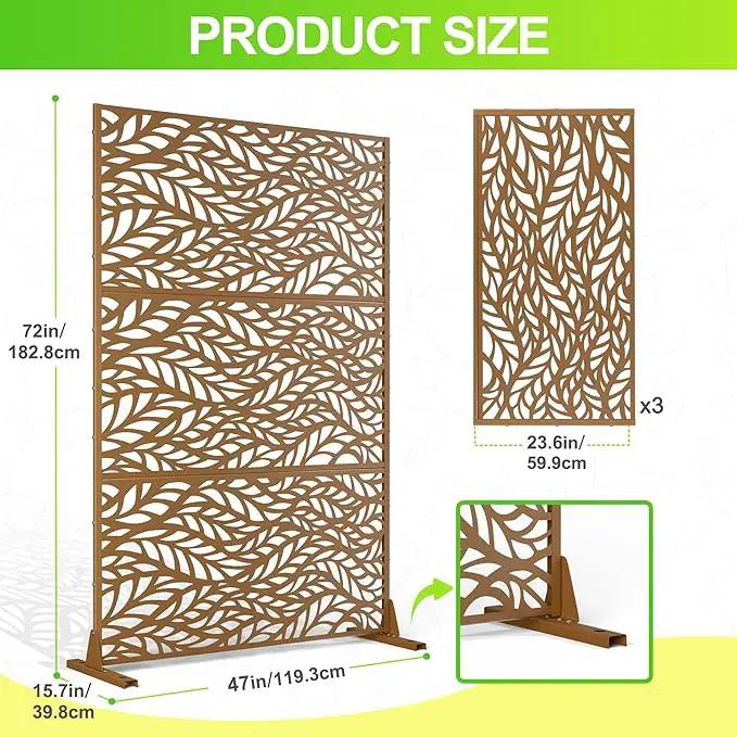 Outdoor Privacy Screen,72" H×47" W Metal Privacy Screen, Freestanding Privacy Fence Panels for Patio by GreenHaven Gardens
