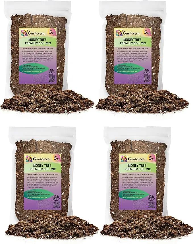 Money Tree Potting Soil - 20 Quart - Soil Mix for Planting or Repotting Guiana Chestnut, Soil Blended to Properly Grow Money Tree Plants (4 Bags of 5 Quart) by GreenHaven Gardens