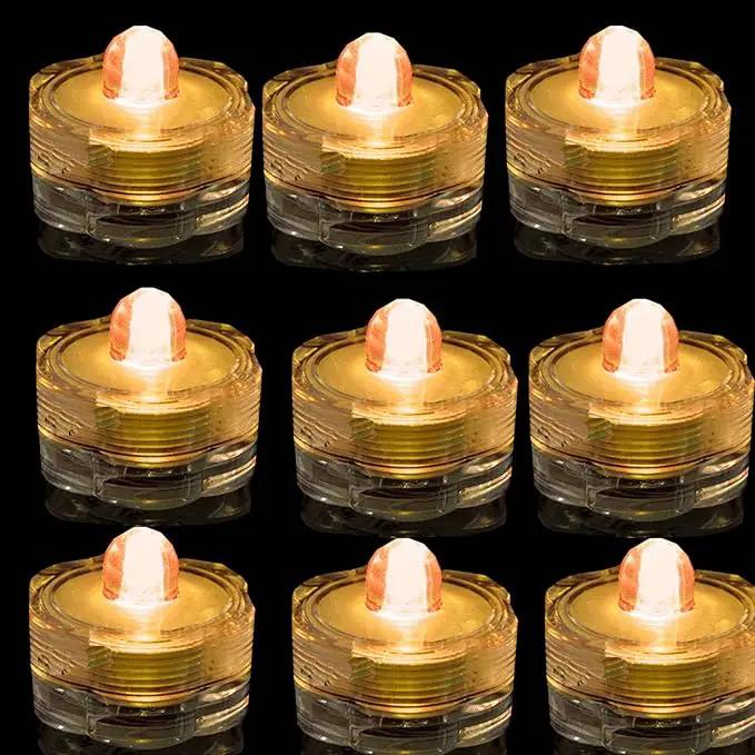 Bright LED Floral Tea Light Submersible Lights for Party Wedding (Amber, 30 Pack) by GreenHaven Gardens