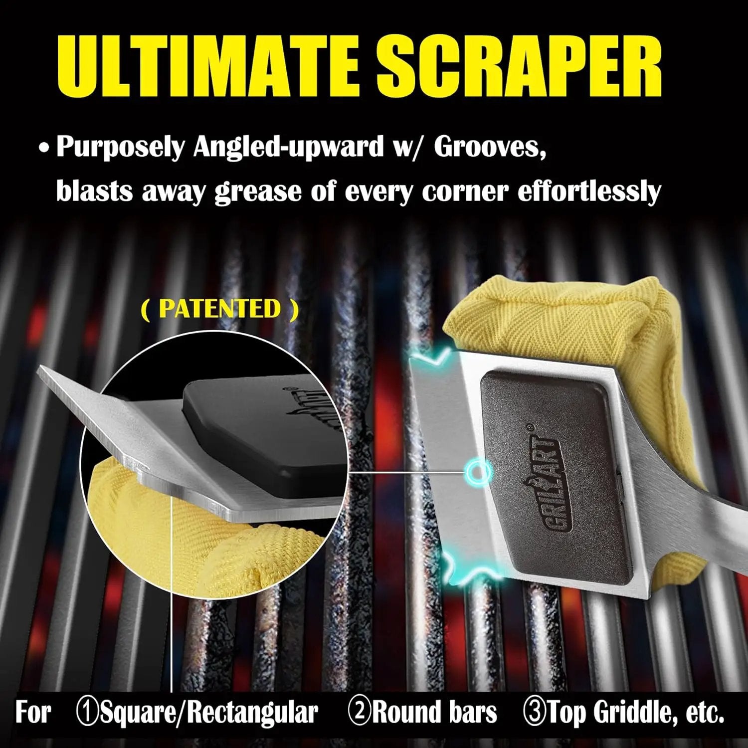 GRILLART Grill Brush for Outdoor Grill Bristle Free - Reinforced Grill Cleaner Scraper BBQ Brush - Replaceable Head Barbecue Grill Cleaning Brush - Safe BBQ Accessories Grill Tools - Gifts for Men/Dad by GreenHaven Gardens