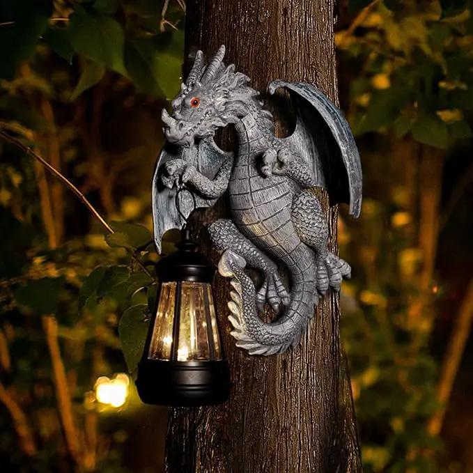 Garden Statues Tree Hugger Dragon with Solar Lantern,Lawn Decor Outdoor Statue for Patio, Balcony, Yard Ornament,Ideal Dragon Housewarming Gifts & Birthday Gifts for Grandma Mom Women by GreenHaven Gardens