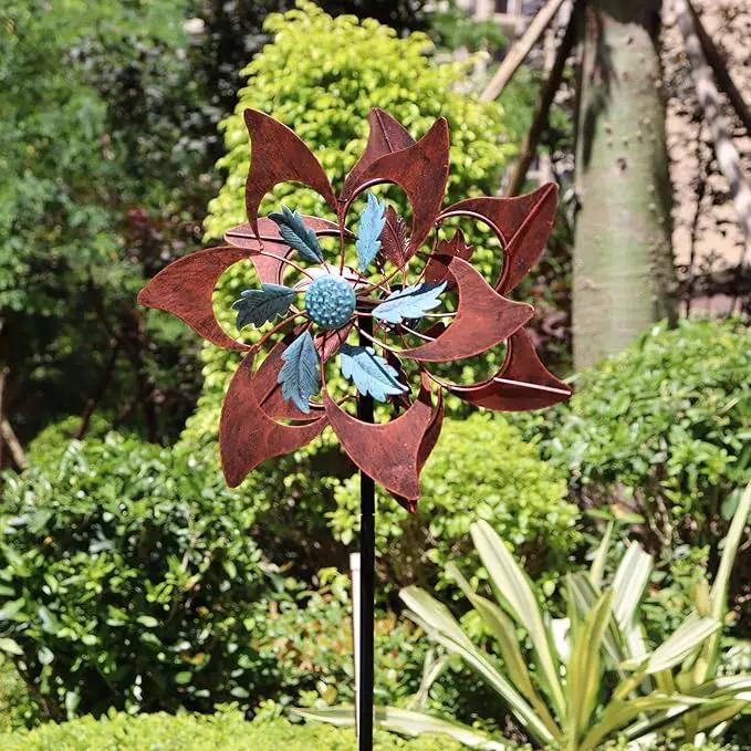 360 Degrees Metal Swivel Classical Two-Color Windmill Wind Spinner for Patio Lawn Outdoor Yard Lawn Garden by GreenHaven Gardens
