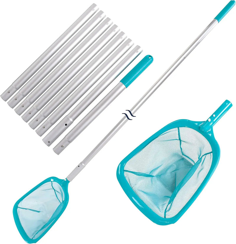 U.S. Pool Supply 11.5 Foot Swimming Pool Leaf Skimmer Net with Telescopic Aluminum Pole, 8 Sections - 6" Deep Ultra Fine Mesh Netting Basket, Remove Finest Debris, Adjustable Length, Clean Spas, Ponds by GreenHaven Gardens