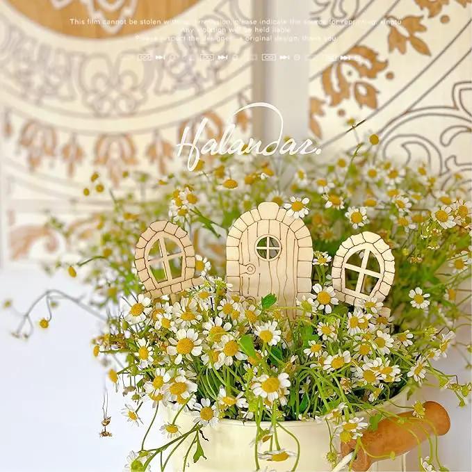 56 Pcs Fairy Door & Window Craft Kit - Wooden Garden Doors, Mini Fences, Unpainted Miniature Accessories for Home Party Event Decor - DIY Fairy House Decorations (Antique) by GreenHaven Gardens