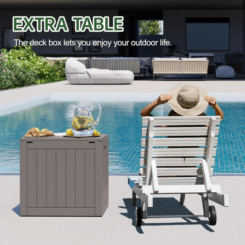 KAMABOKO 32 Gallon Outdoor Storage Box 2 Pack All-Weather Deck Box for Patio Furniture, Package Deliveries, Garden Tools, Pool Supplies & Cushions, Grey by GreenHaven Gardens