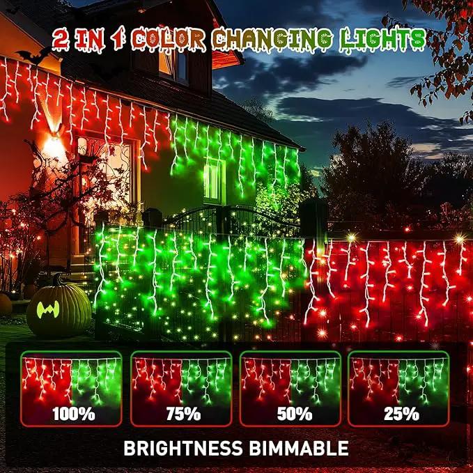 JMEXSUSS 400 LED Christmas Icicle Lights Outdoor, Red & Green Halloween Icicle Lights Clear Wire,Connectable String Lights Plug in for Christmas Party Outdoor Eaves Home Xmas Decorations by GreenHaven Gardens