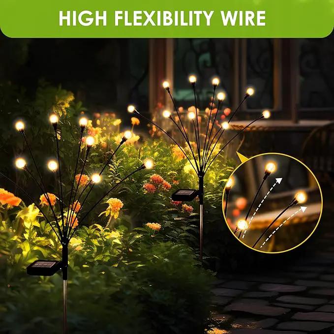 10 LED Solar Garden Lights, 6 Pack Solar Firefly Lights Outdoor Waterproof, Solar Crystal Ball Swaying Lights, Firefly Garden Lights Solar Outdoor (Warm White) by GreenHaven Gardens