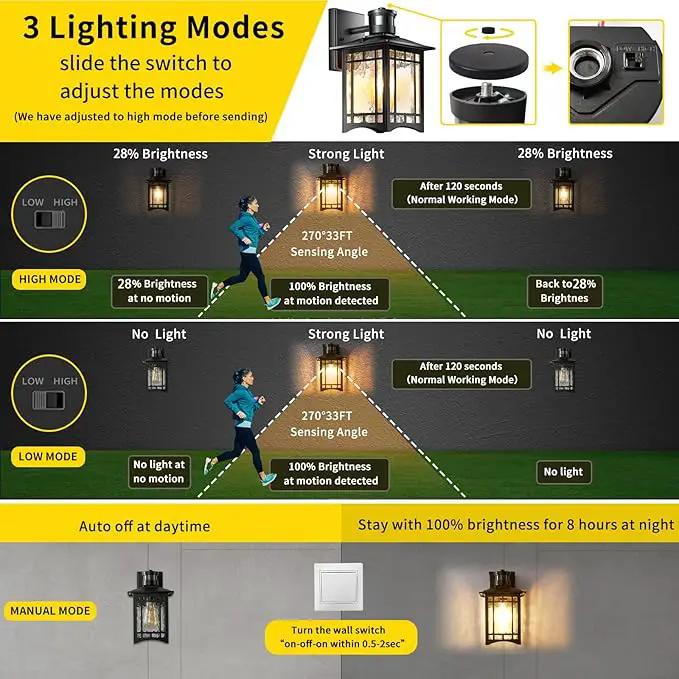 Bronze Outdoor Motion Sensor Lights - Dusk to Dawn Lighting Fixture for Outside House Exterior - Wall Mount Porch Lantern with Yard Front Motion Detector - Garage Patio Anti-Rust Light by GreenHaven Gardens
