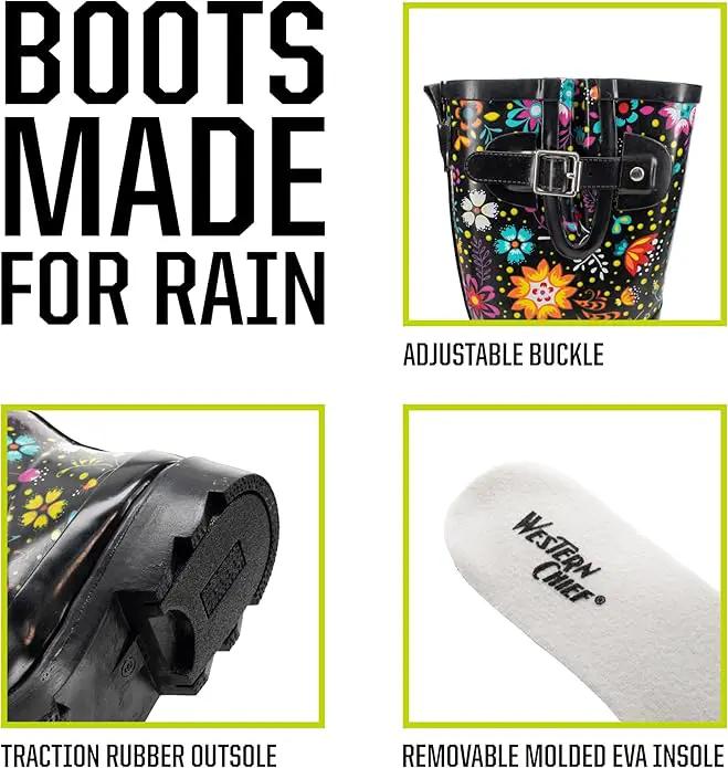 Western Chief Women's Tall Waterproof Rain Boot Outdoor Garden Shoes by GreenHaven Gardens