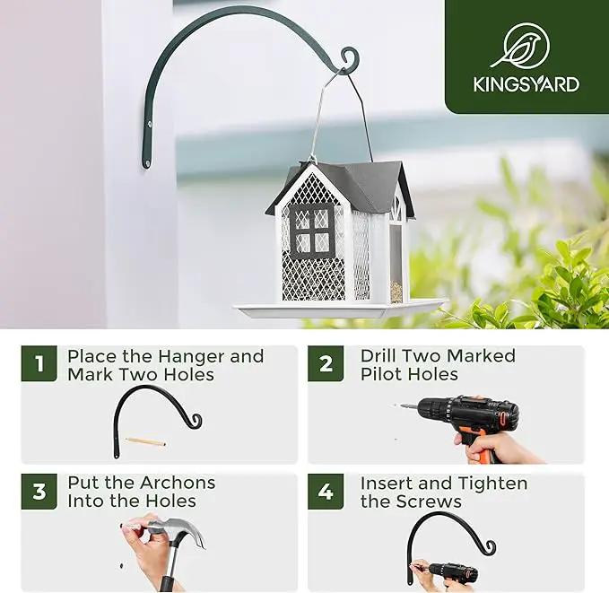 Kingsyard 2-Pack Wall Plant Hanger Outdoor - Heavy Duty Metal Hanging Bracket Hooks for Hanging Plant, Bird Feeders, Lanterns, Wind Chimes Outdoor & Indoor, 8-Inch/Green by GreenHaven Gardens