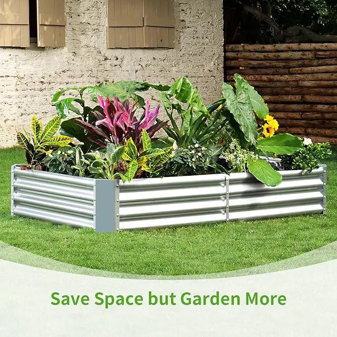 Land Guard 6×3×1ft Galvanized Metal Raised Garden Bed, Metal Planter Kit Box Outdoor for Deep-Rooted Vegetables, Flowers, Green and Herbs…… by GreenHaven Gardens