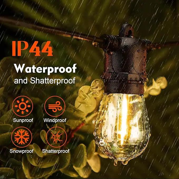 36 Pack S14 LED Bulbs for Outdoor String Lights, Shatterproof Replacement Edison Bulbs for Patio String Lights Outdoor Waterproof, Warm White 2200K, Dimmable, E26 Standard Base by GreenHaven Gardens