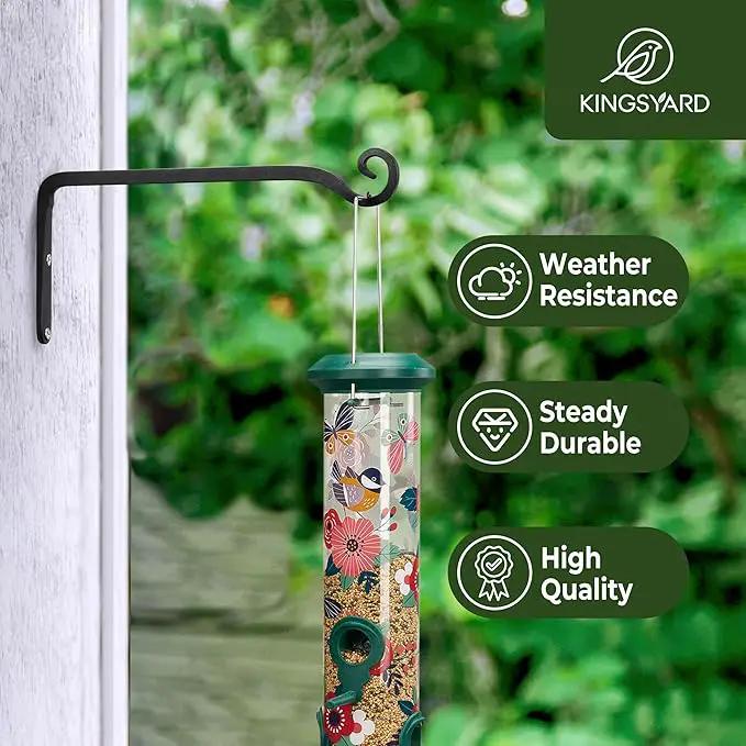 Kingsyard 2-Pack Wall Plant Hanger Outdoor - Heavy Duty Metal Hanging Bracket Hooks for Hanging Plant Bird Feeders Lanterns Wind Chimes Outdoor & Indoor, 6-Inch/Black by GreenHaven Gardens