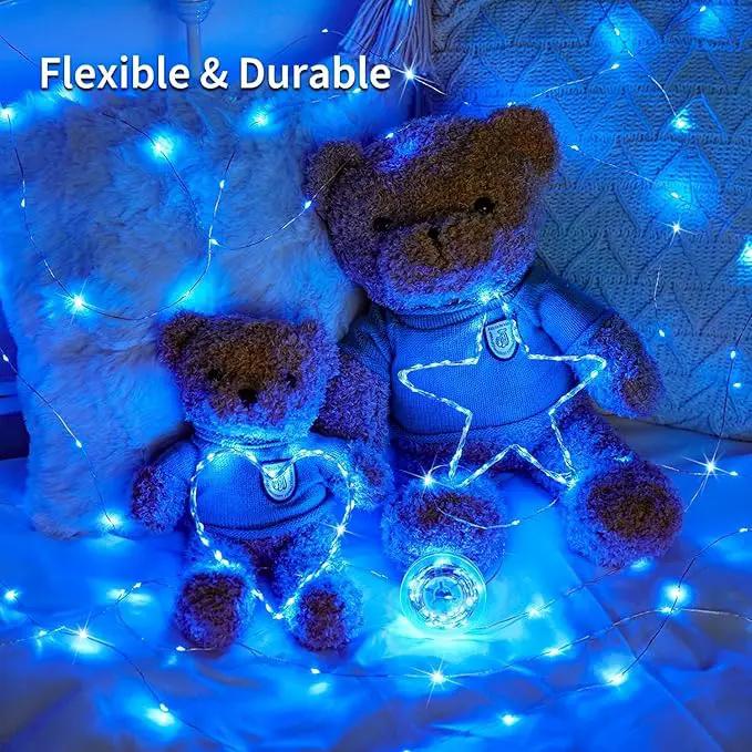JMEXSUSS 2 Pack Blue Solar String Lights Outdoor Waterproof, Each 33ft 100 LED Solar Fairy Lights, 8 Modes Copper Wire Mini Christmas Light for Outside Patio Garden Tree Christmas Decorations by GreenHaven Gardens