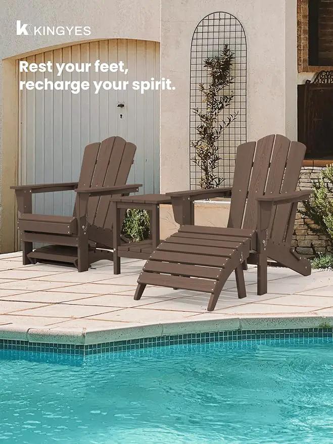 KINGYES Folding Adirondack Ottoman for Adirondack Chair, Brown by GreenHaven Gardens