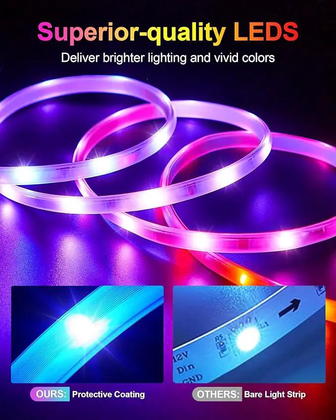 Solar Led Strip Lights Outdoor RGB,16.4FT Music Sync Solar Strip Lights Outdoor Waterproof IP68 with Remote & 8 Lighting Modes,Powered Rope Lights for Yard Trees,Garden,Step,Patio,Fence,Deck by GreenHaven Gardens