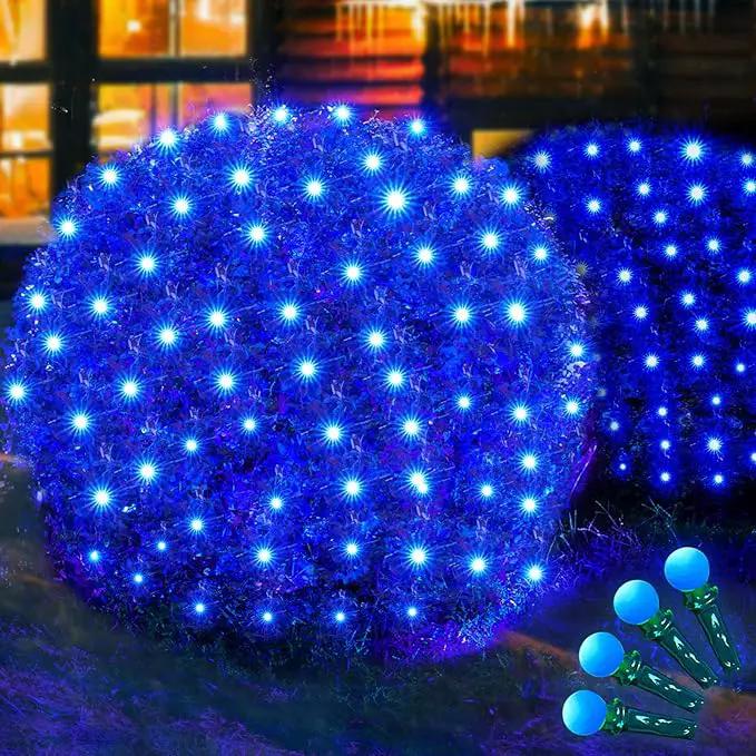Led Net Lights Christmas Lights Outdoor Blue Christmas Net Lighting with 121Led Mini Globe Lights 5ftx5ft, Outdoor Indoor Fairy Mesh Net Lights for Christmas Trees, Bushes, Shrubs Decorations by GreenHaven Gardens
