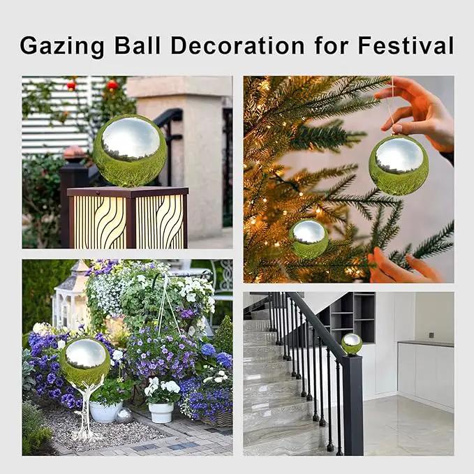 Nerien Gazing Ball, Stainless Steel Garden Mirror Globe, Polished Ornament Sphere, Hollow Floating Reflective Hemisphere, for Home Outdoor Pond Housewarming Swimming Pool Decoration, Silver, 8Pcs by GreenHaven Gardens