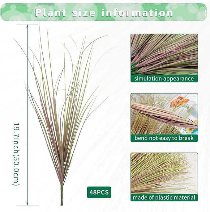 48Pcs Artificial Grass Plants, Faux Shrubs Wheat Grass, Artificial Tall Grass Fake Plants for Outdoor Decor,Artificial Greenery Stems Weed for Room Indoor Home Decor（Light Purple） by GreenHaven Gardens