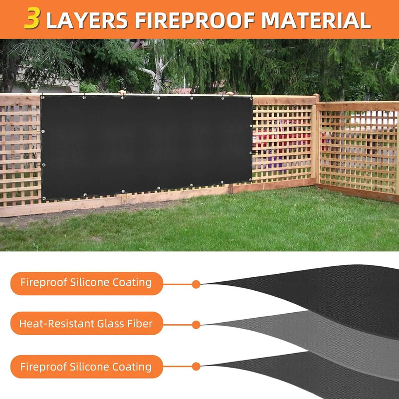 Grill Heat Shield and Deck Protector Mat, Fireproof BBQ Backing Screen for Fence and Railing Heavy Duty Black 3'x10' by GreenHaven Gardens