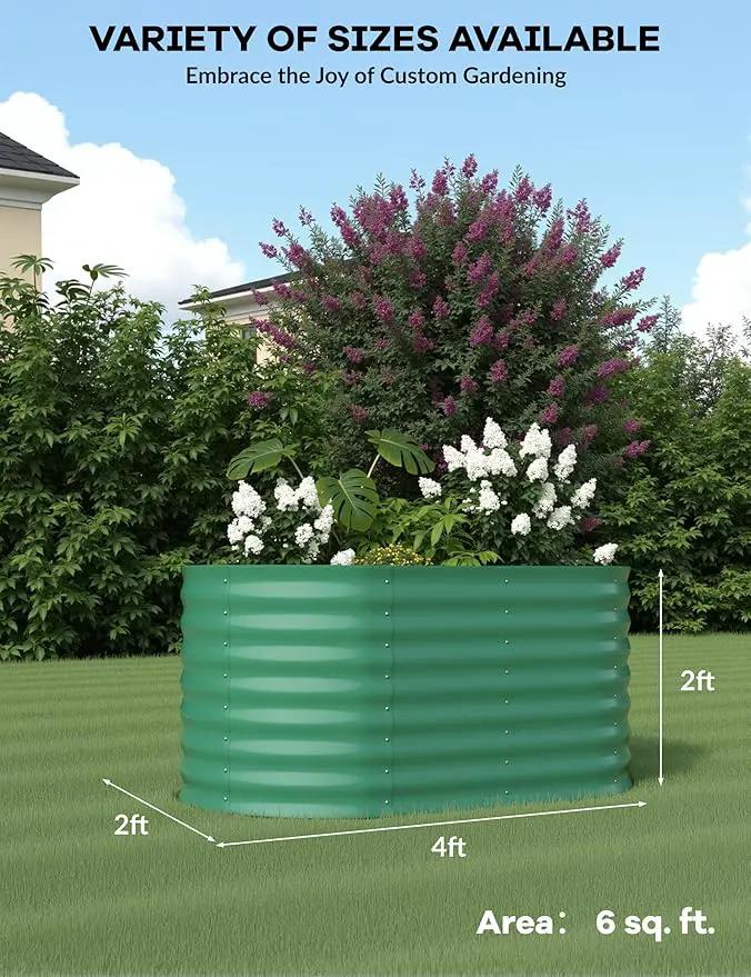 2 Pcs Raised Garden Beds Outdoor 4x2x2ft - Galvanized Steel Planter Box for Vegetables, Flowers, Rust-Resistant Garden Box, Easy Assembly Raised Beds, Durable Planters for Outdoor Plants, Green by GreenHaven Gardens