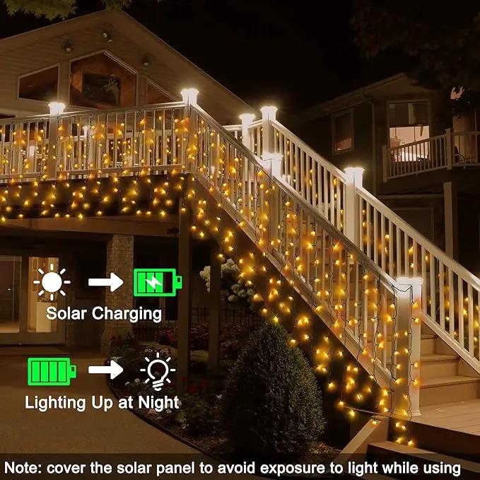 Solar Powered Curtain Lights 33ftx 3ft 500 LED Outdoor Curtain Lights Waterproof with Remote Timer for Garden Patio Fence Wedding Wall Gazebo Decor - Warm White by GreenHaven Gardens