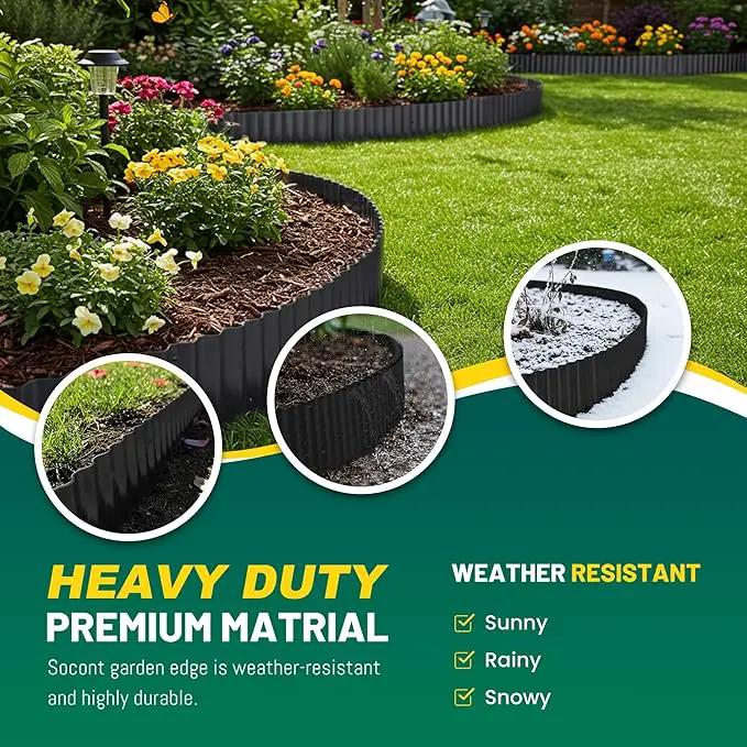 Corrugated Metal Garden Edging, 6"×40Ft Durable Landscape Border for Garden, Lawn, Flower Beds and Paver Edging (Black) by GreenHaven Gardens
