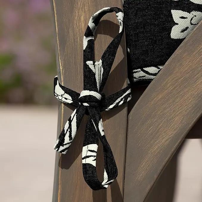 Arden Outdoor Seat Cushion, 19 x 19, Rain-Proof, Fade Resistant Ashland Black Jacobean by GreenHaven Gardens