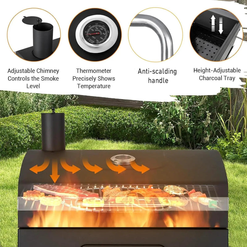 Built In Grill, 29-Inch Oversize Cooking Area Charcoal Grill, Electric rotating grill fork and Height-adjustable Charcoal Trays Outdoor Kitchen,Perfect for Outdoor Patio (Charcoal barbecue grill kit) by GreenHaven Gardens