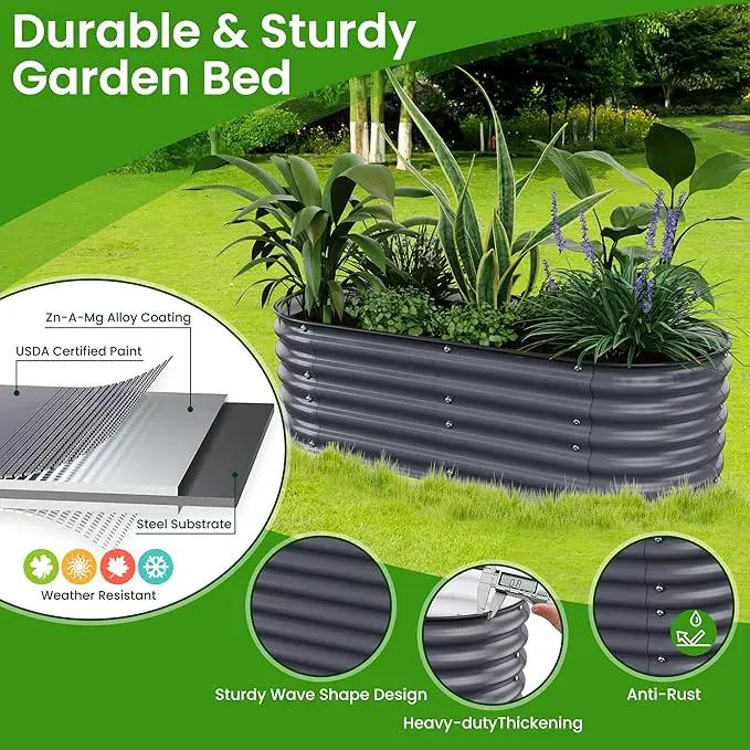 Raised Garden Bed 5x2x1.4 Ft Planter Box for Outdoor - Zinc-Aluminum-Magnesium Stainless Steel Durable Metal Garden Beds Kit for Vegetables, Flowers, Herbs and Succulents, Deep Grey by GreenHaven Gardens