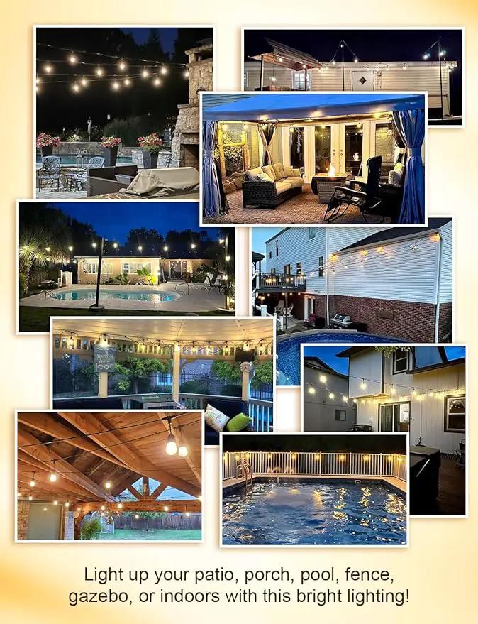 XMCOSY+ 120FT Outdoor String Lights Waterproof - LED Patio Hanging Lights for Outside Porch Backyard Gazebo Garden, Commercial Grade 42 Edison Bulbs by GreenHaven Gardens