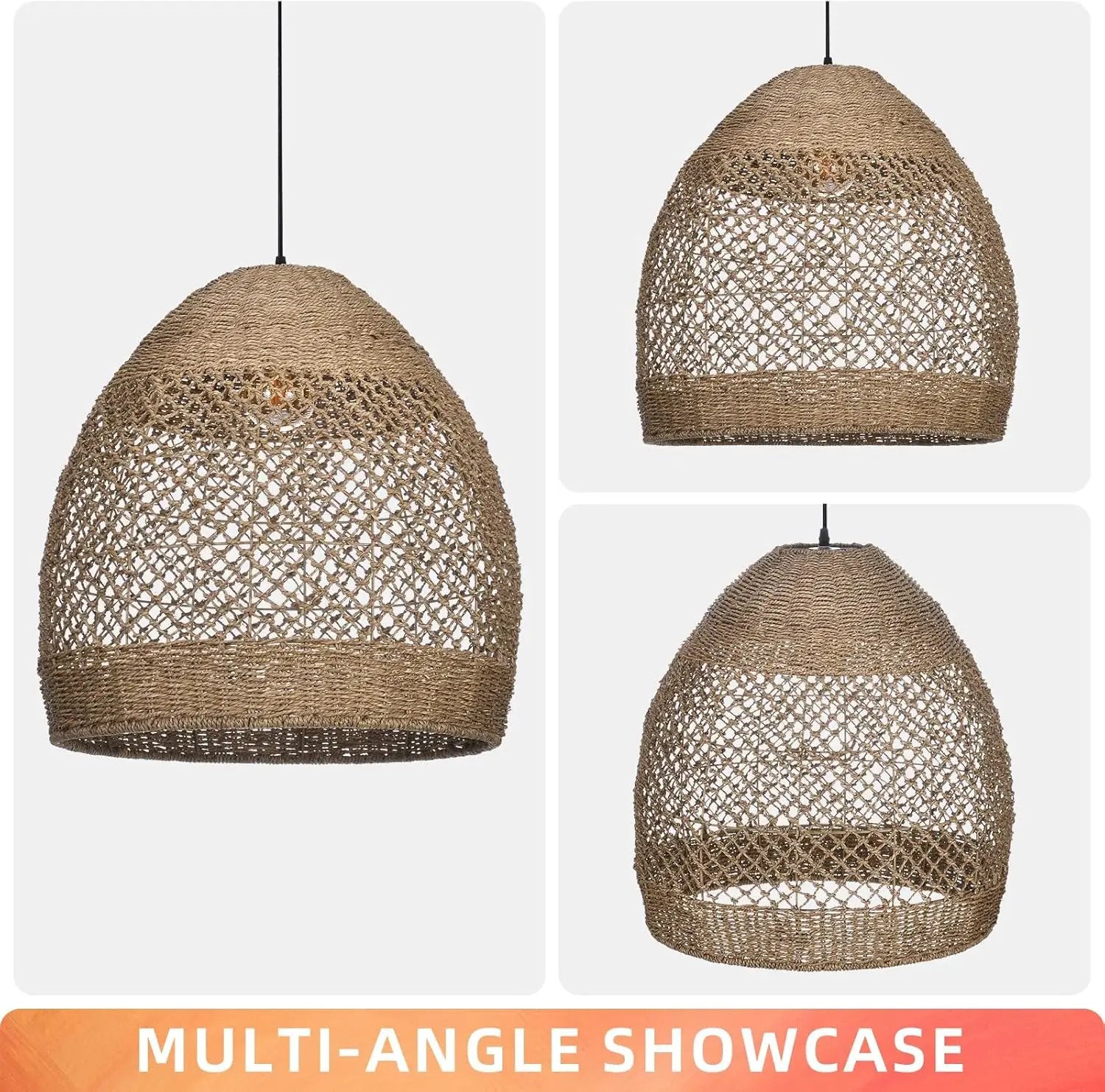 Arturesthome Rustic Rattan Pendant Light,Basket Hanging Light Ceiling Lamp for Dining Room,23.6" Farmhouse Wicker Chandelier for Living Room Foyer Bedroom Hallway by GreenHaven Gardens