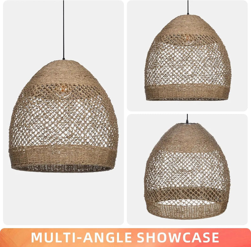 Arturesthome Rustic Rattan Pendant Light,Basket Hanging Light Ceiling Lamp for Dining Room,23.6" Farmhouse Wicker Chandelier for Living Room Foyer Bedroom Hallway by GreenHaven Gardens