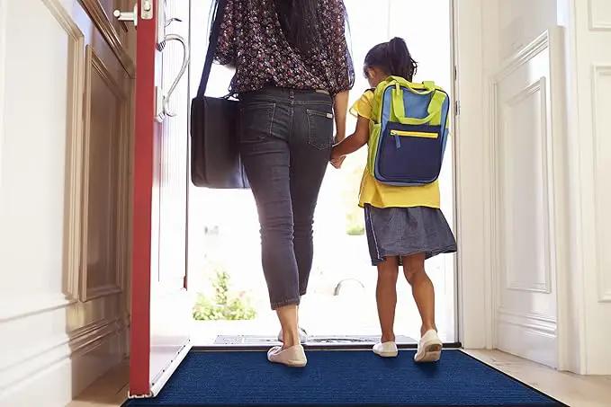 Heavy Duty Entrance Mats, Indoor and Outdoor Rubber Door Mat, Easy Clean Waterproof Anti-Slip Floor Doormat Rug, Low Profile Entrance Shoe Scraper for Entryway, Patio, Garage 47" x 31" Blue by GreenHaven Gardens
