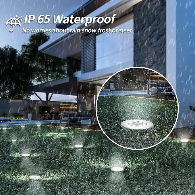 pozzolanas 16 Packs Solar Ground Lights-Cold White, 8 LED Solar Garden Lights Waterproof Outdoor Landscape Lights for Lawn Pathway Yard Driveway by GreenHaven Gardens