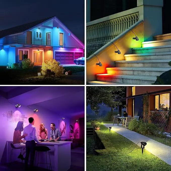1500LM LED High Brightness Outdoor Landscape Lighting 15W RGBCW Color Changing Landscape Lights Remote Control Spot-Lights with Plug in IP66 Waterproof Flood Light for Garden - 4 Pack by GreenHaven Gardens