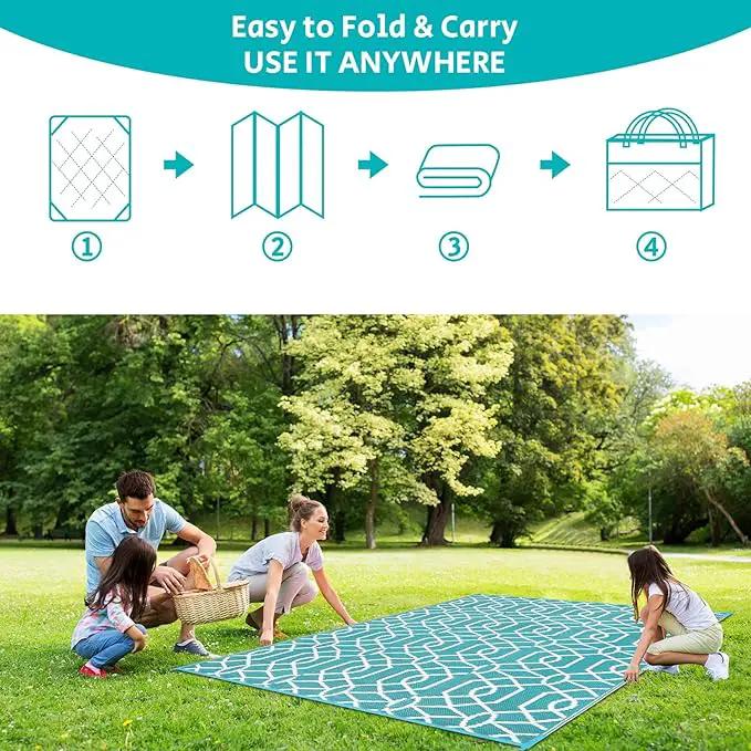 HEBE Outdoor Rug Waterproof 5x8, Reversible Plastic Straw Rug RV Camping Rug, Indoor Outdoor Patio Mat Clearance, Outside Carpet for Porch,Deck,Camper,Balcony,Backyard,Picnic by GreenHaven Gardens