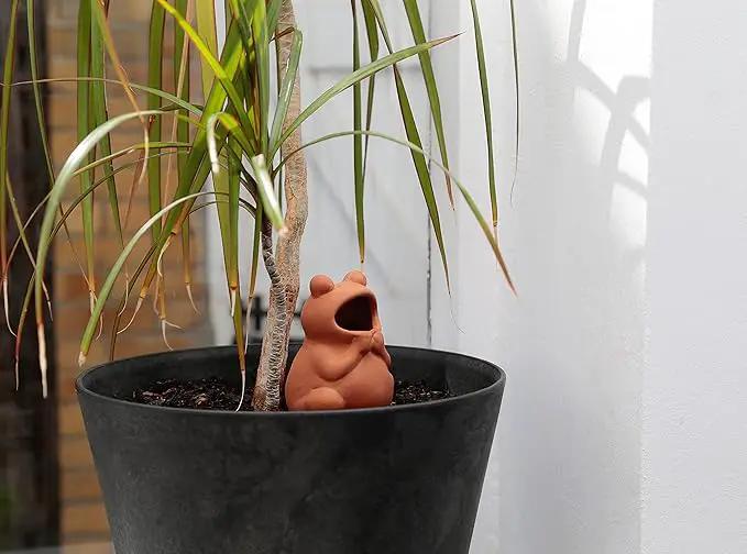 Terracotta Plant Self Watering Spikes - Set of 3 Terracotta Self Watering Bulbs, Self Watering Stakes, Self Watering Globes for Pot Plants (Frogs Plain, Large) by GreenHaven Gardens