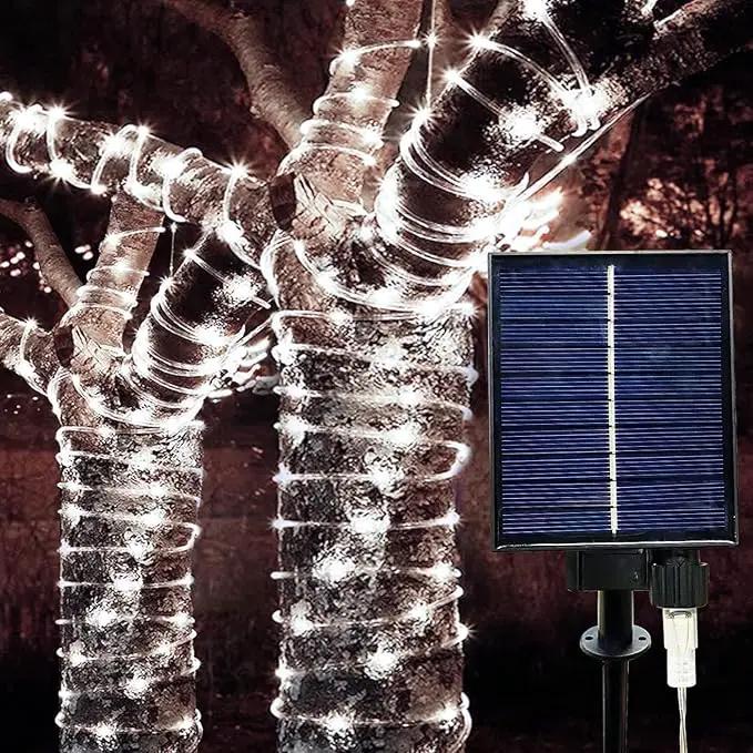 300 LED Solar Rope Lights Outdoor 99 FT Bright Solar Garden String Lights Durable 8 Modes Outdoor Fairy Lights Waterproof Solar Garden Decorative Lights for Fence Patio Decor (White) by GreenHaven Gardens