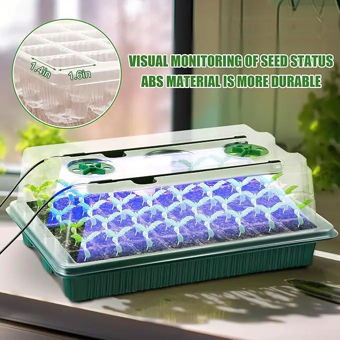 2 Pack Seed Starter Tray with Grow Light High Dome Seed Germination Kit 80 Cells with 4 LED Grow Lights Seedling Starter Kit with Smart Timer and 3 Modes for Home Gardeners, Indoor Greenhouse by GreenHaven Gardens