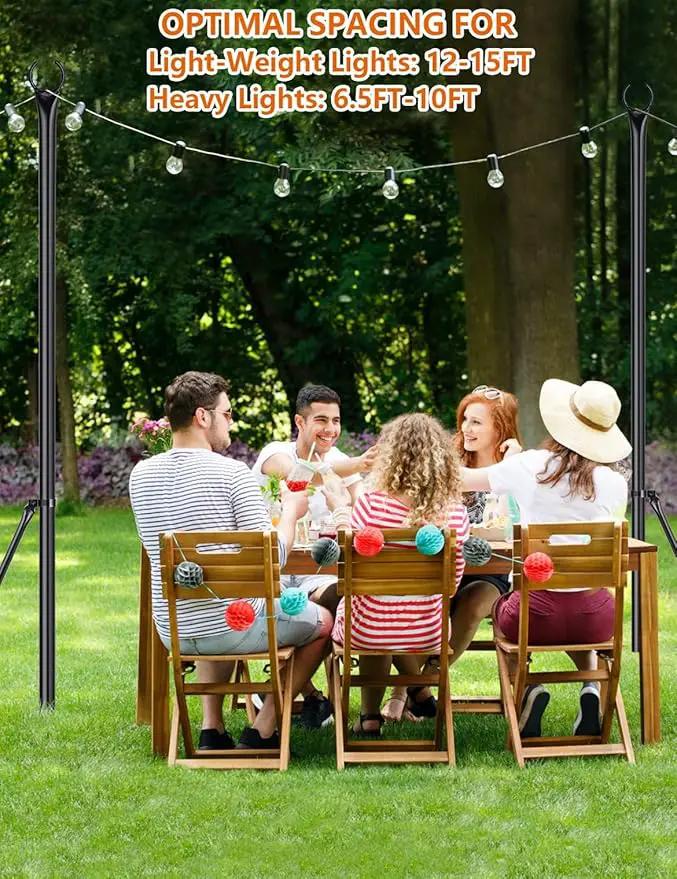 LOPANNY String Light Poles - 2 Pack 9.8FT Ft Light Poles for Outside String Lights,Outdoor Light Poles with Fork,Metal Poles Stand for Patio Deck Backyard by GreenHaven Gardens