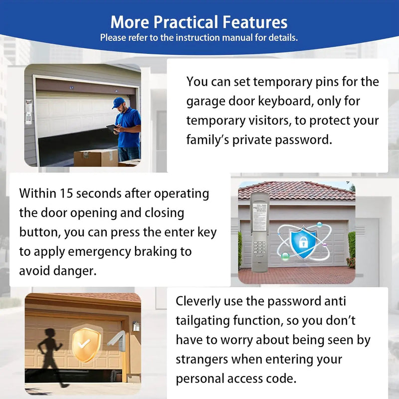Universal Garage Door Opener Keypad for Liftmaster/Chamberlain/Craftsman/Genie/Linear/Wayne Garage Door Opener Keypad Wireless Keyless Entry Remote with Smart Learn Button or DIP Switch by GreenHaven Gardens