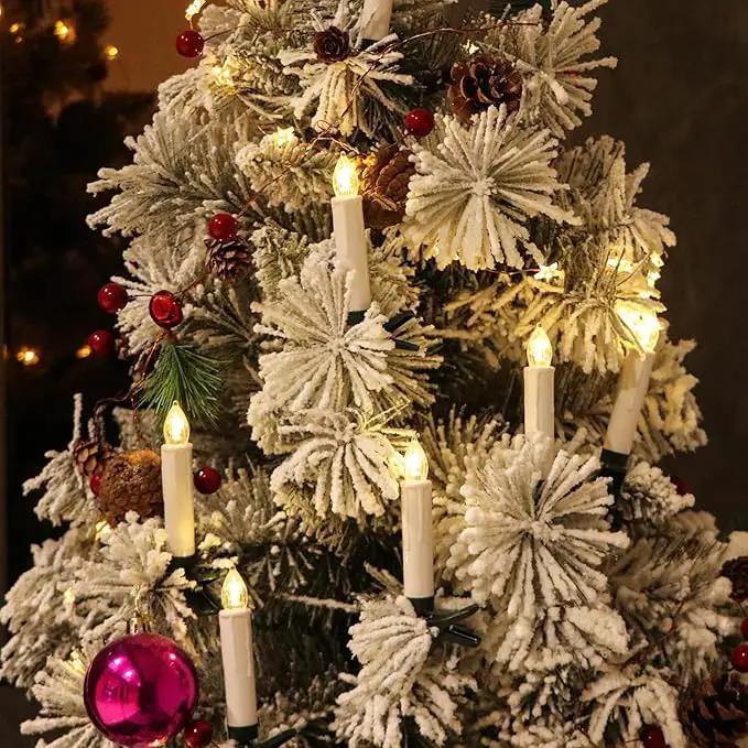 DRomance Christmas Tree Flameless Taper Candle Lights Battery Operated with 10-Key Remote and Timer, 30 Pack Plastic 3D Wick Flickering LED Taper Candles Multi-Using Home Garden Holiday Decor 3.4" by GreenHaven Gardens