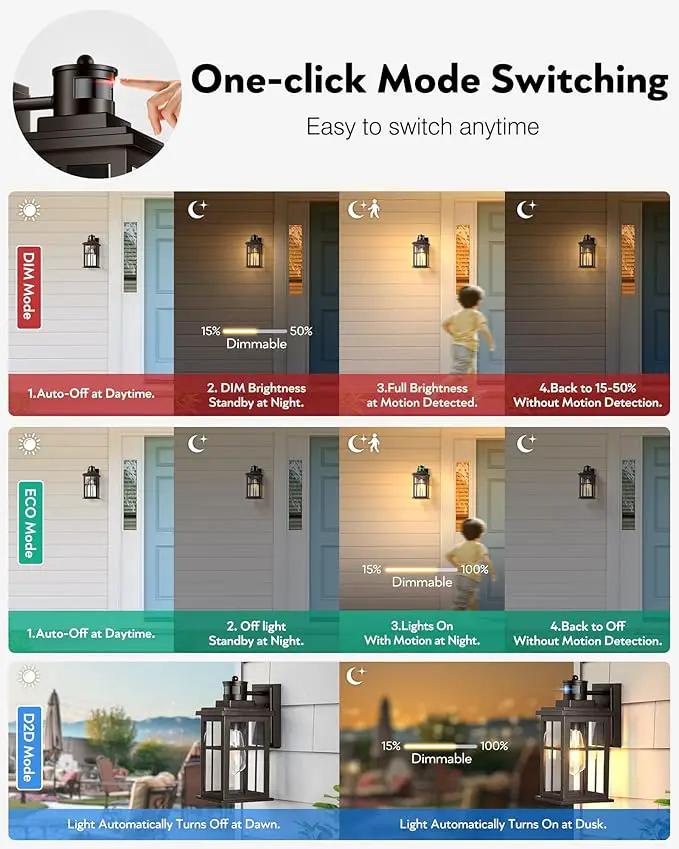 Motion Sensor Exterior Light Fixture, Bronze Dusk to Dawn Outdoor Wall Lights, Waterproof Exterior Lights for House, Porch, Doorway, Garage, 100% Aluminum by GreenHaven Gardens