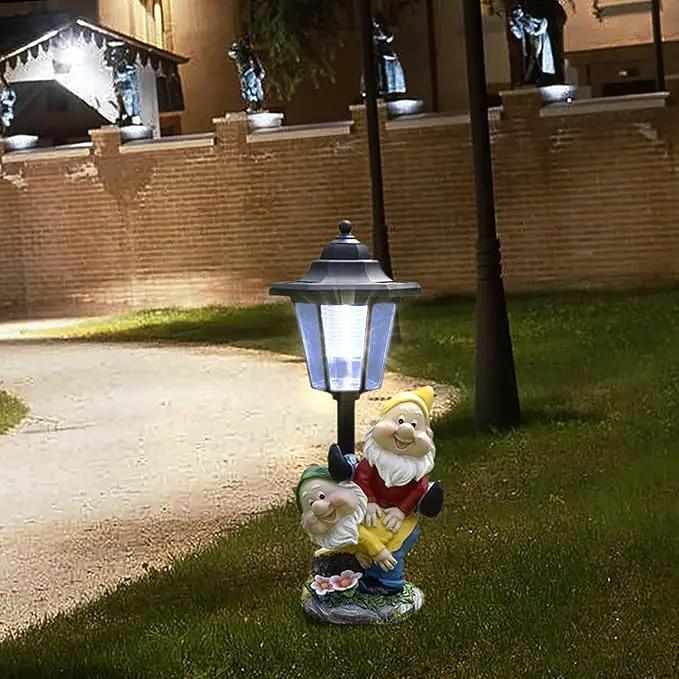 Solar Garden Country Farm Gnomes with Light, Outside-Outdoor Decorations Funny Playing Gnomes for Patio Yard Lawn Walkway Ornaments Clearance Housewarming Gifts for Mom Grandma Birthday by GreenHaven Gardens