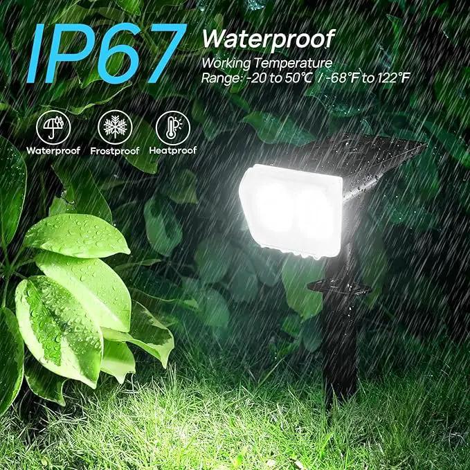 Consciot Solar Spot Lights Outdoor Waterproof, 24 LED Dusk-to-Dawn Solar Outdoor Lights, 2 in 1 Adjustable Wall Lights, Daylight Solar Landscape Spotlights for Garden Yard Wall Walkway, 2 Pack