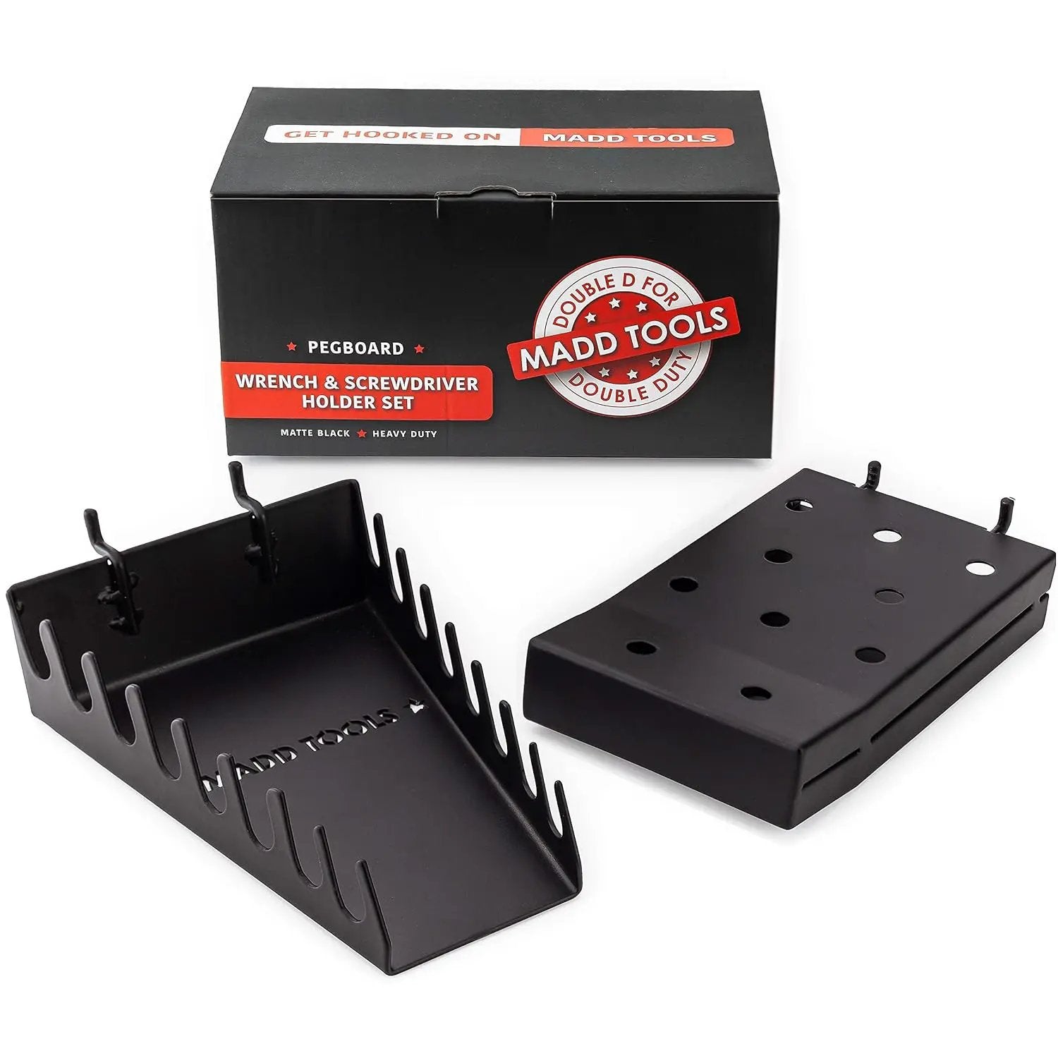 Heavy Duty Black Pegboard Accessories - Screwdriver and Wrench Holder Set for Organizing Tools by GreenHaven Gardens