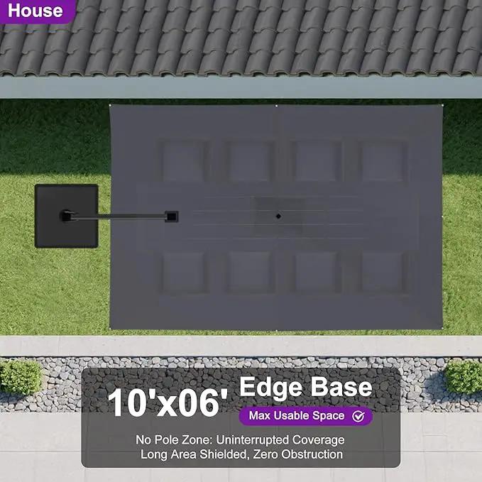PURPLE LEAF 10' X 6.5' Left-right Tilting Outdoor Patio Umbrella Swivel Offset Cantilever Heavy Duty Rectangle Aluminum Umbrella with UV Resistant for Deck Pool Patio Backyard, Graphite Grey by GreenHaven Gardens